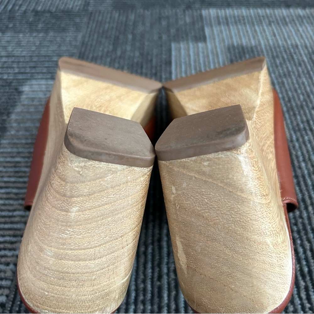 Everlane The Clog Cognac Leather Platform Clogs Wedge Heel Mules Shoes Sz 10 - Picture 12 of 12